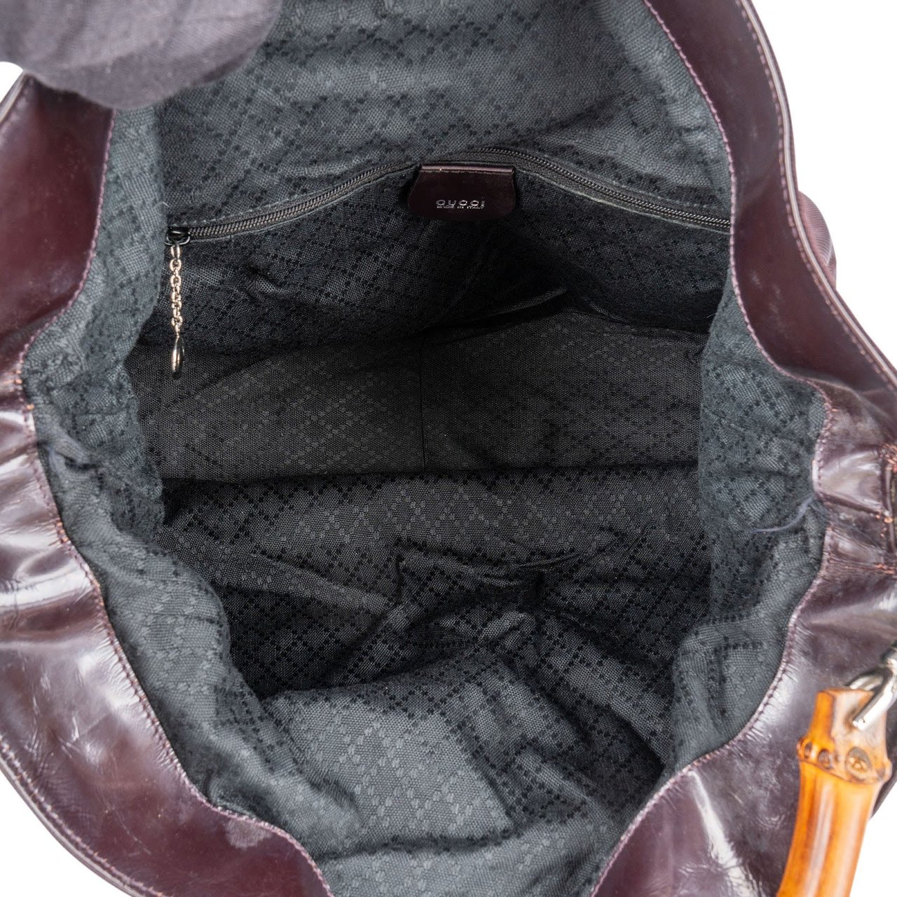 Gucci Leather Nylon Bamboo Top Handle Hobo Shoulder Bag Maroon