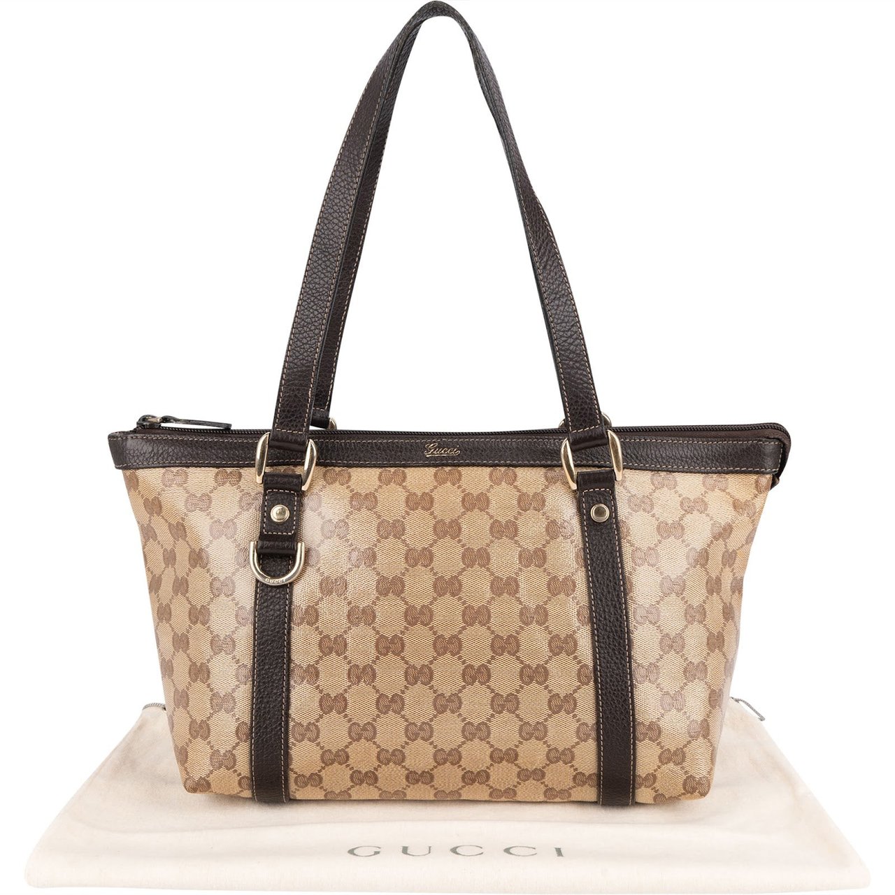 Gucci Monogram GG Crystal Abbey Shoulder Bag Bruin