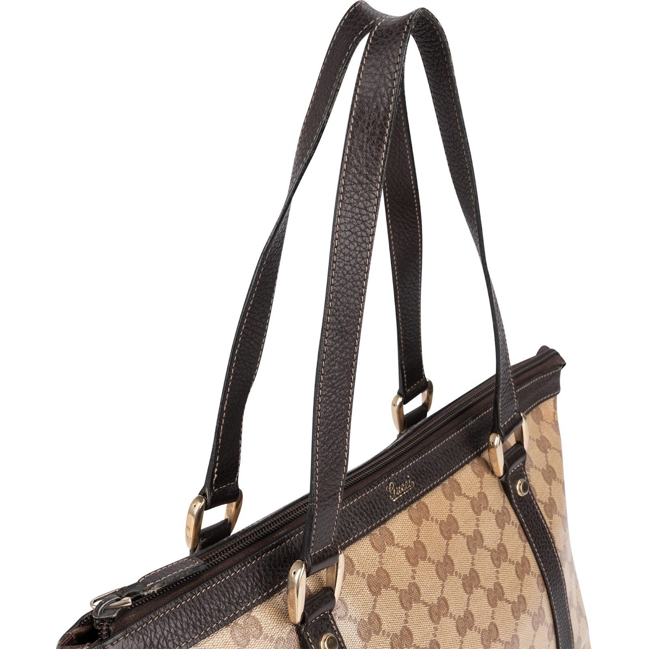 Gucci Monogram GG Crystal Abbey Shoulder Bag Bruin