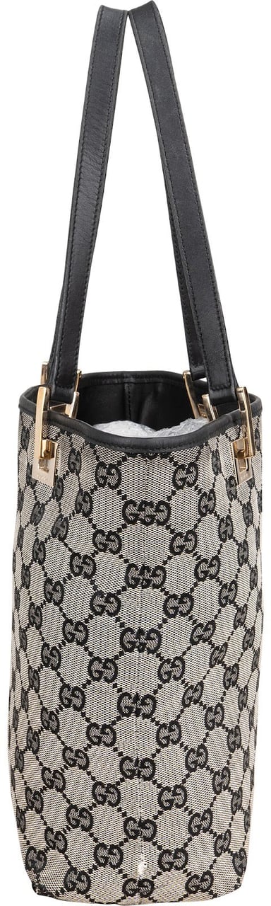 Gucci Monogram GG Canvas Tote Bucket Handbag Zwart