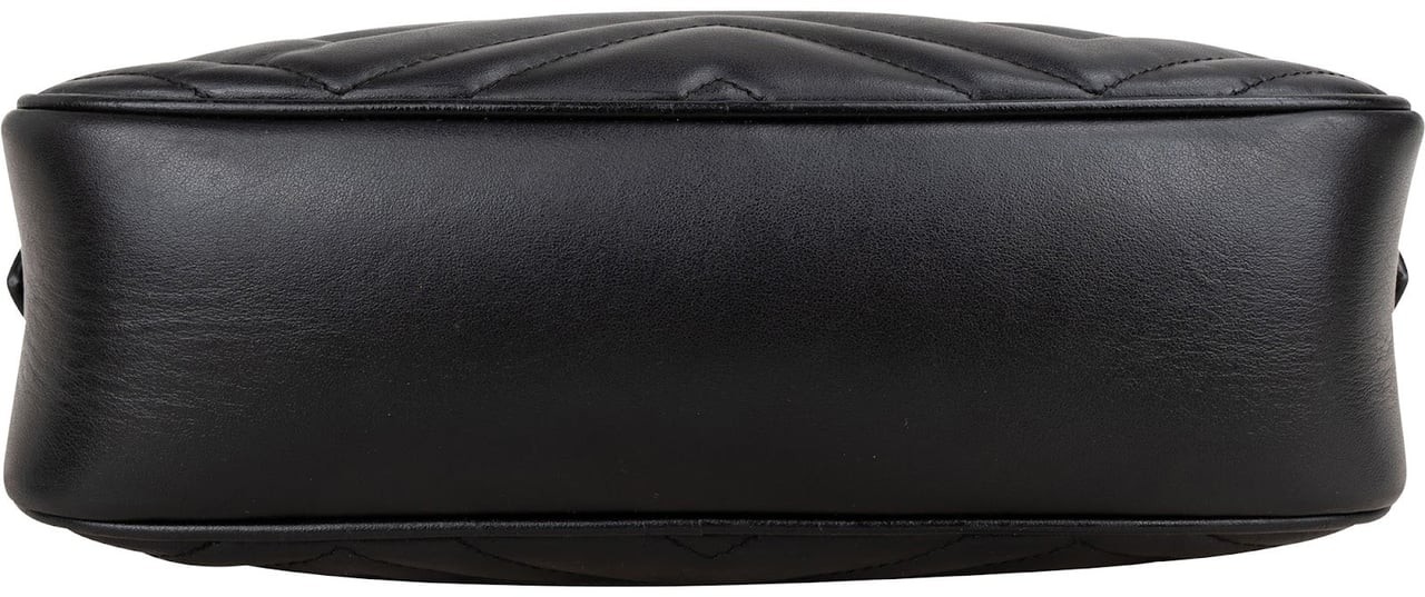 Gucci Chevron Leather GG Marmont Camera Crossbody Bag Zwart