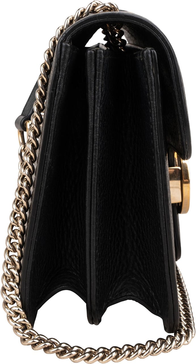 Gucci Black Leather Interlocking GG Crossbody Bag Zwart