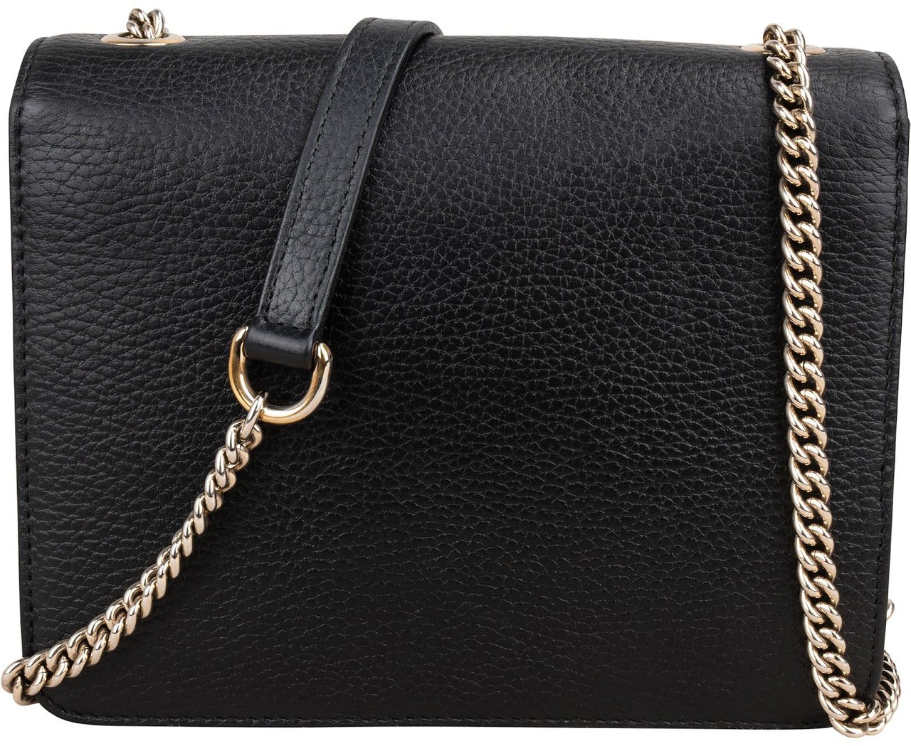 Gucci Black Leather Interlocking GG Crossbody Bag Zwart