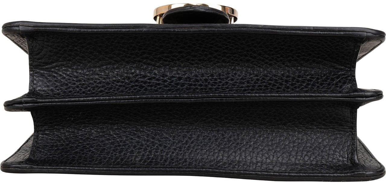 Gucci Black Leather Interlocking GG Crossbody Bag Zwart
