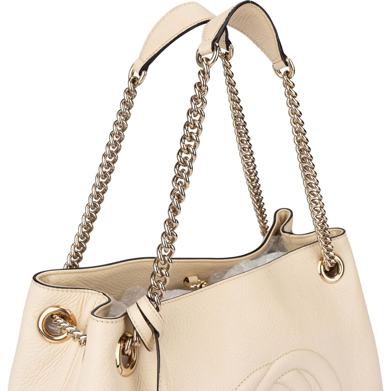Gucci Gucci White Leather GG Soho Crossbody Bag Wit
