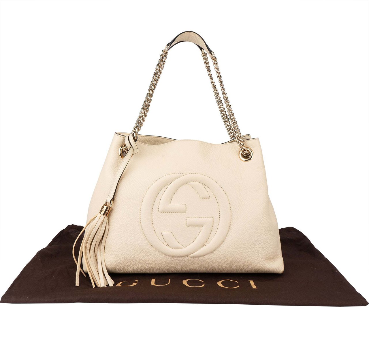 Gucci Gucci White Leather GG Soho Crossbody Bag Wit