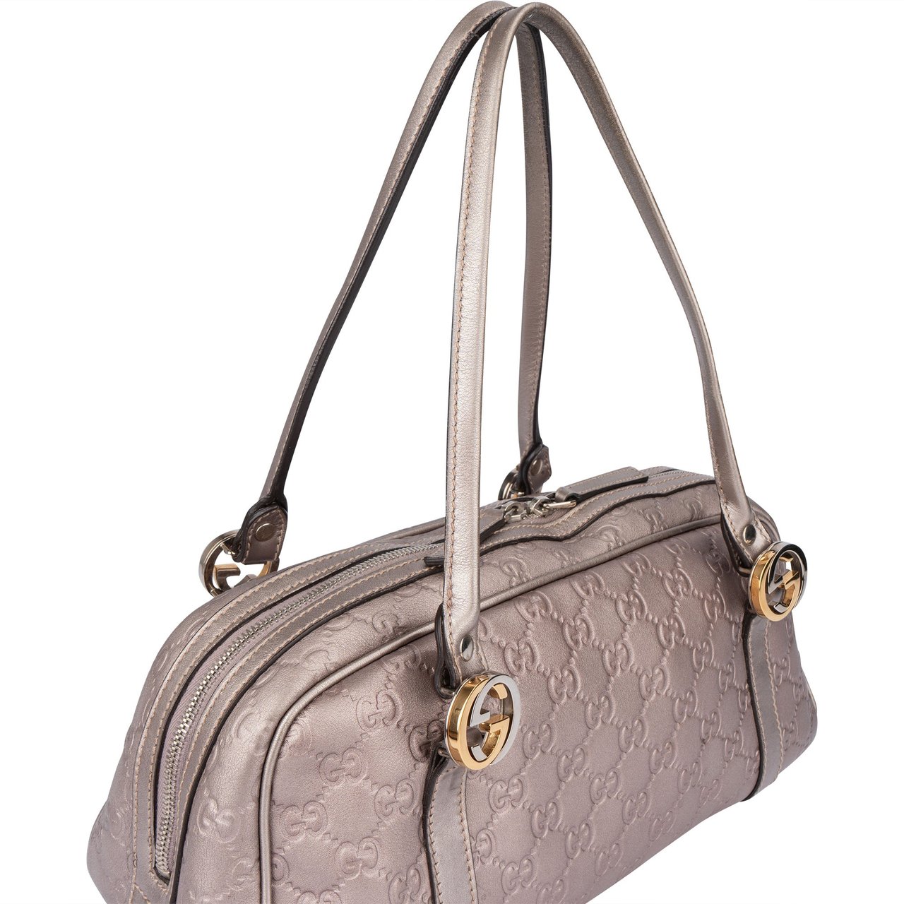 Gucci Gucci GG Twin Monogram Metallic Rose Handbag Roze