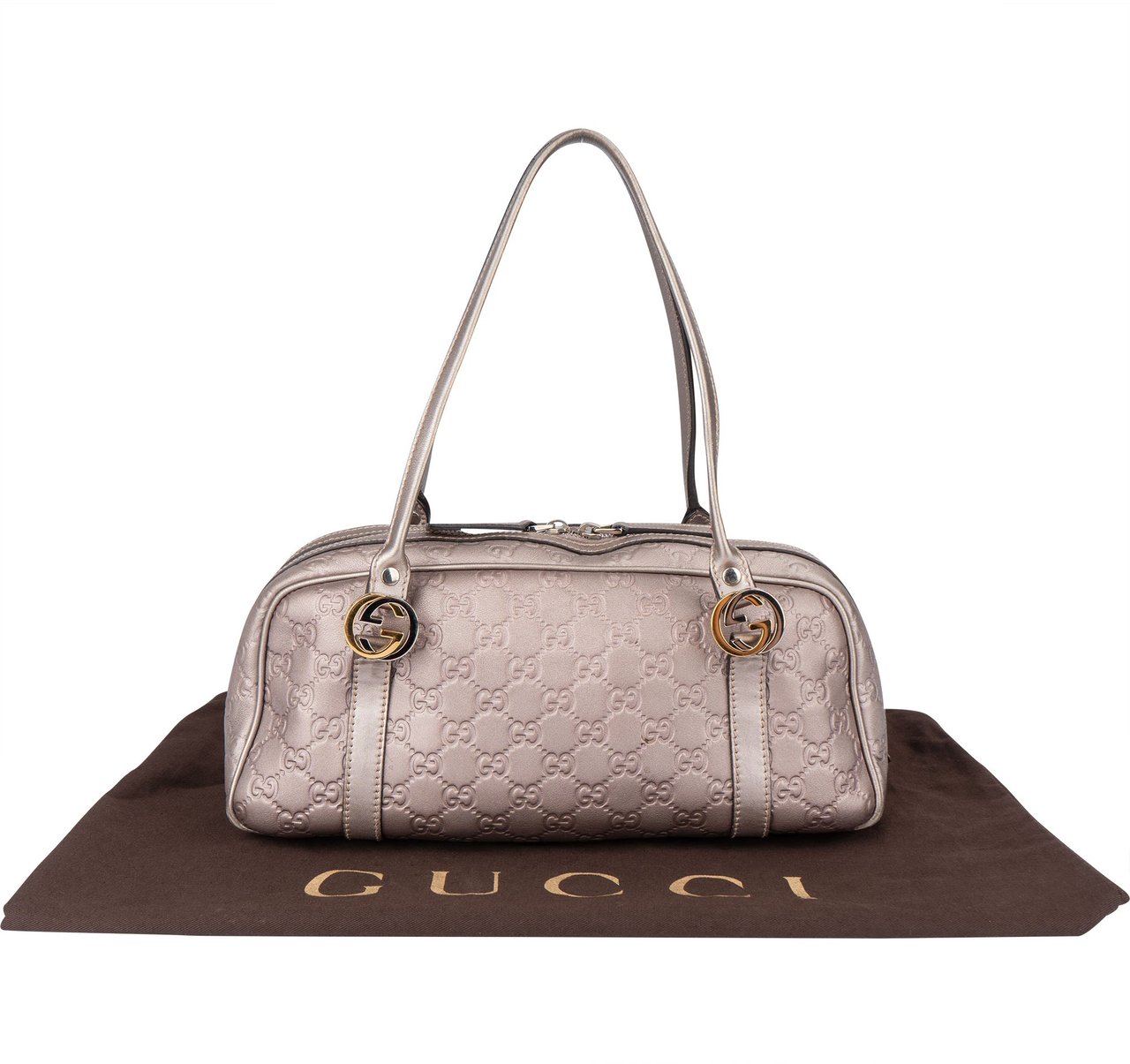 Gucci Gucci GG Twin Monogram Metallic Rose Handbag Roze