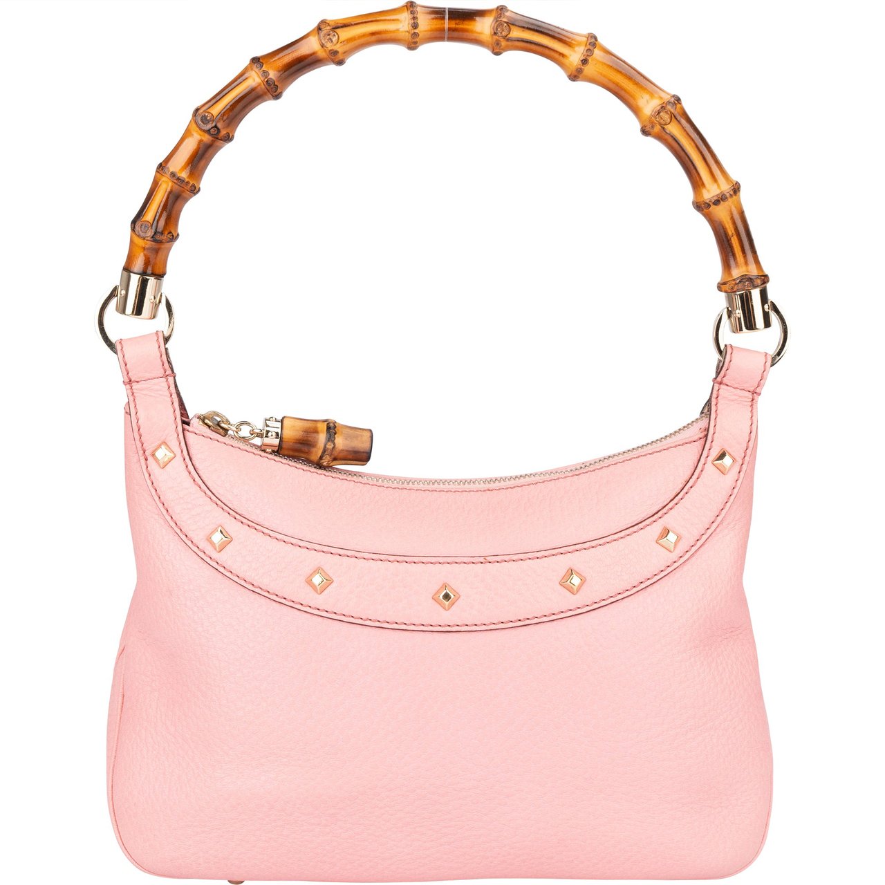 Gucci Pink Leather Bamboo Handbag Roze