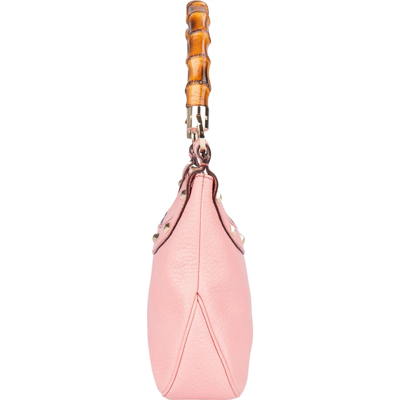 Gucci Pink Leather Bamboo Handbag Roze