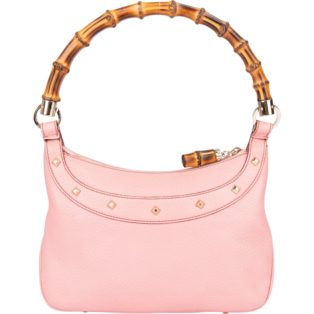 Gucci Pink Leather Bamboo Handbag Roze