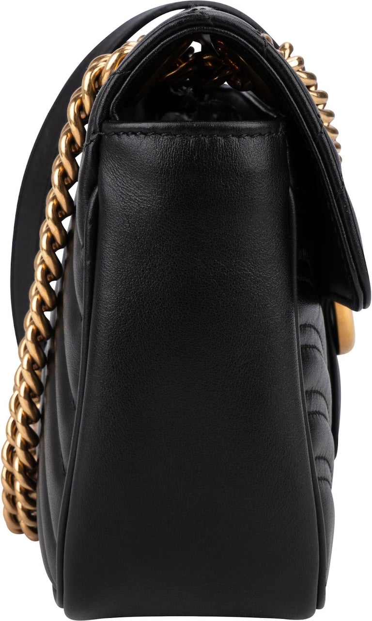 Gucci Matelassé Leather GG Marmont Medium Shoulder Crossbody Bag Zwart