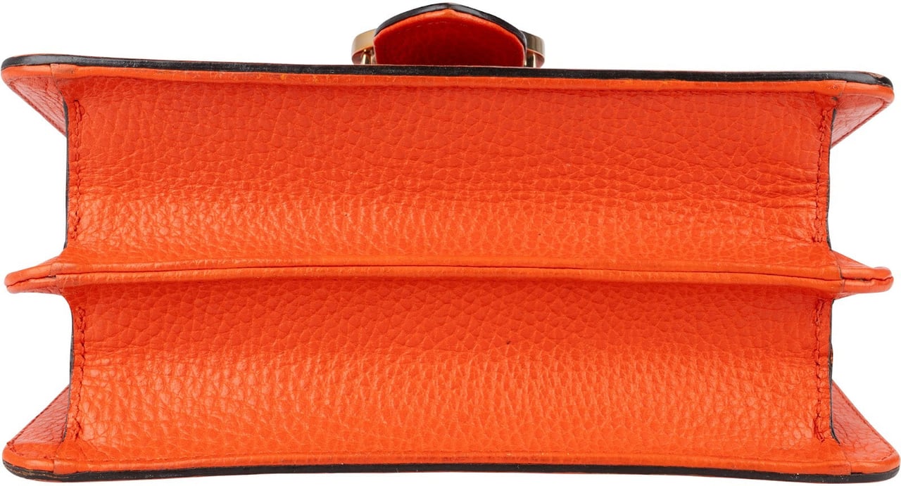 Gucci Pebbled Calfskin Interlocking GG Small Shoulder Crossbody Bag Oranje