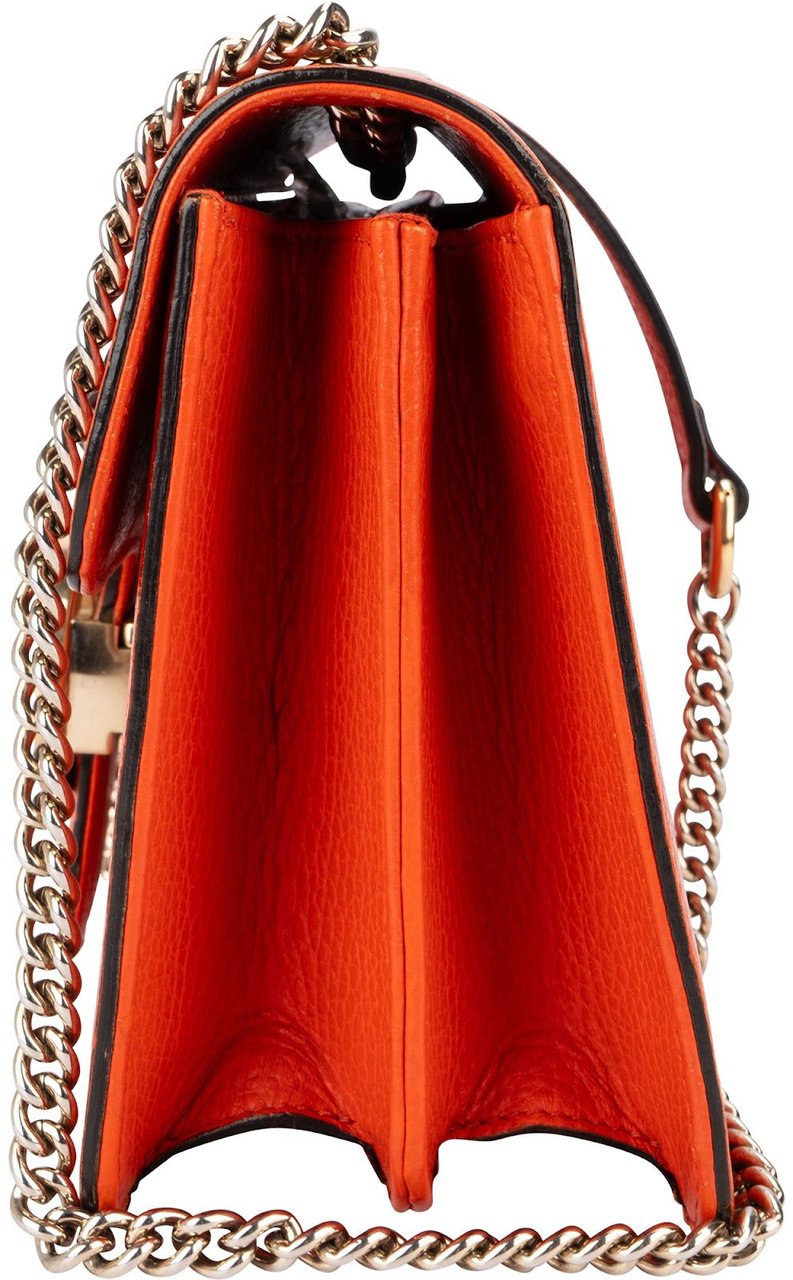 Gucci Pebbled Calfskin Interlocking GG Small Shoulder Crossbody Bag Oranje