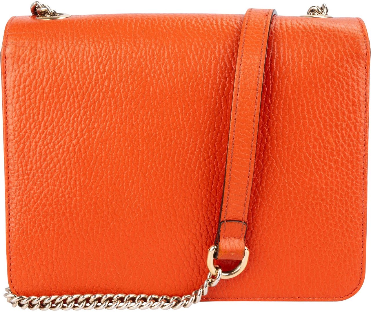 Gucci Pebbled Calfskin Interlocking GG Small Shoulder Crossbody Bag Oranje