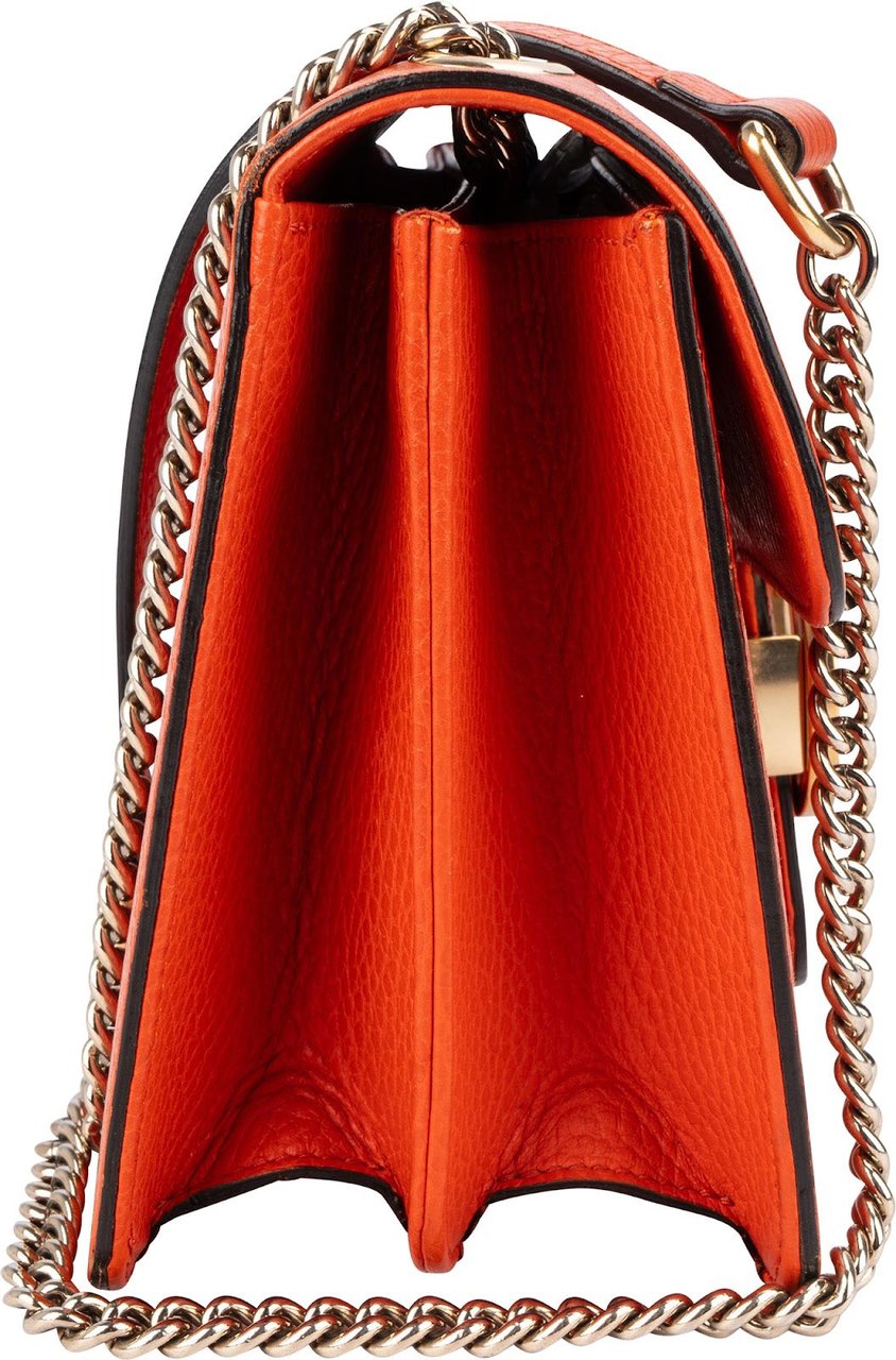 Gucci Pebbled Calfskin Interlocking GG Small Shoulder Crossbody Bag Oranje