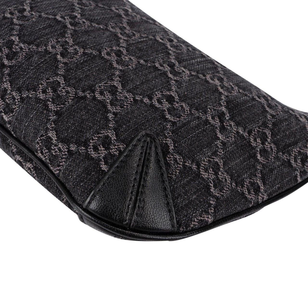 Gucci Monogram GG Denim Horsebit Hobo Shoulder Bag Zwart