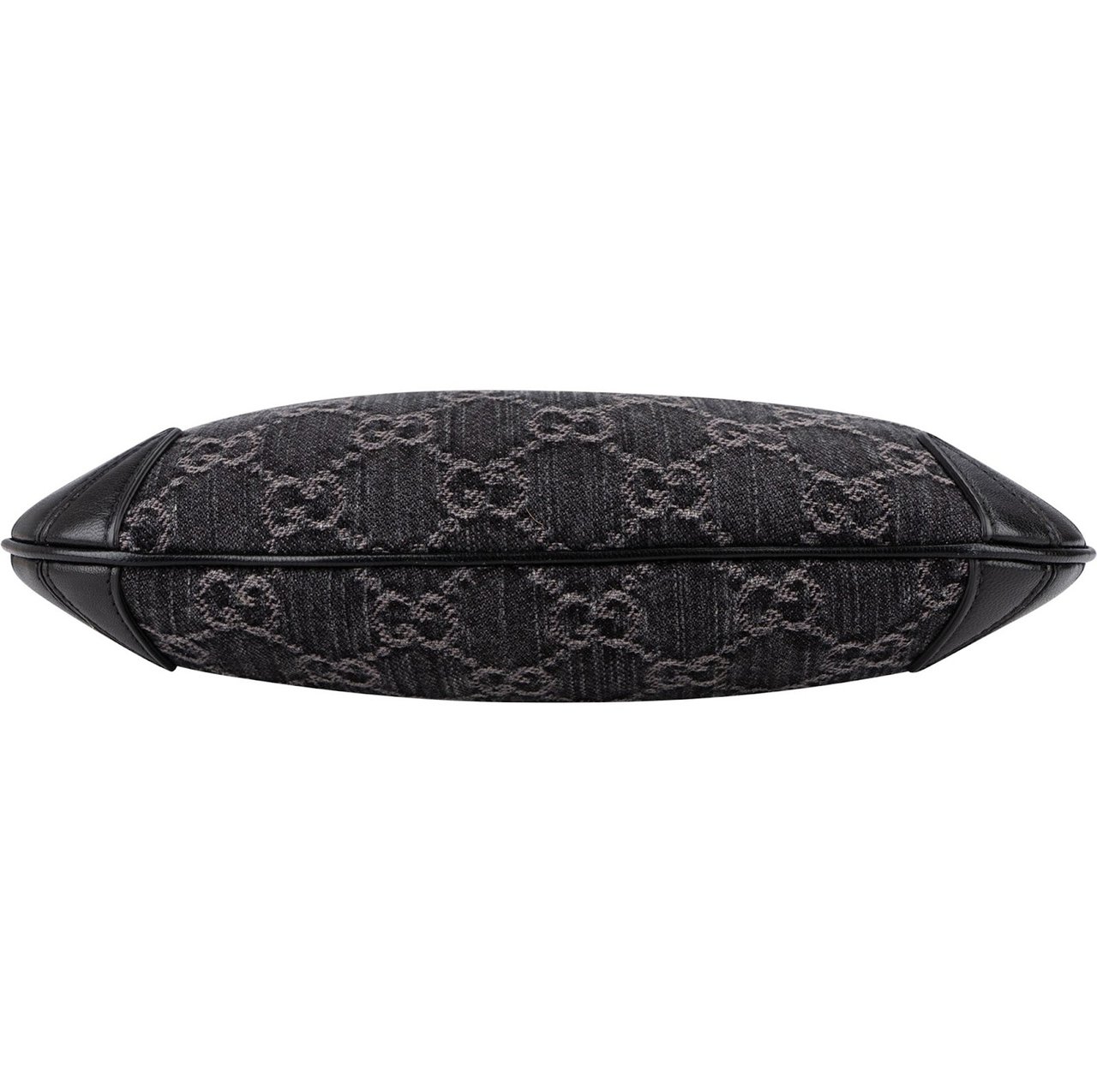 Gucci Monogram GG Denim Horsebit Hobo Shoulder Bag Zwart