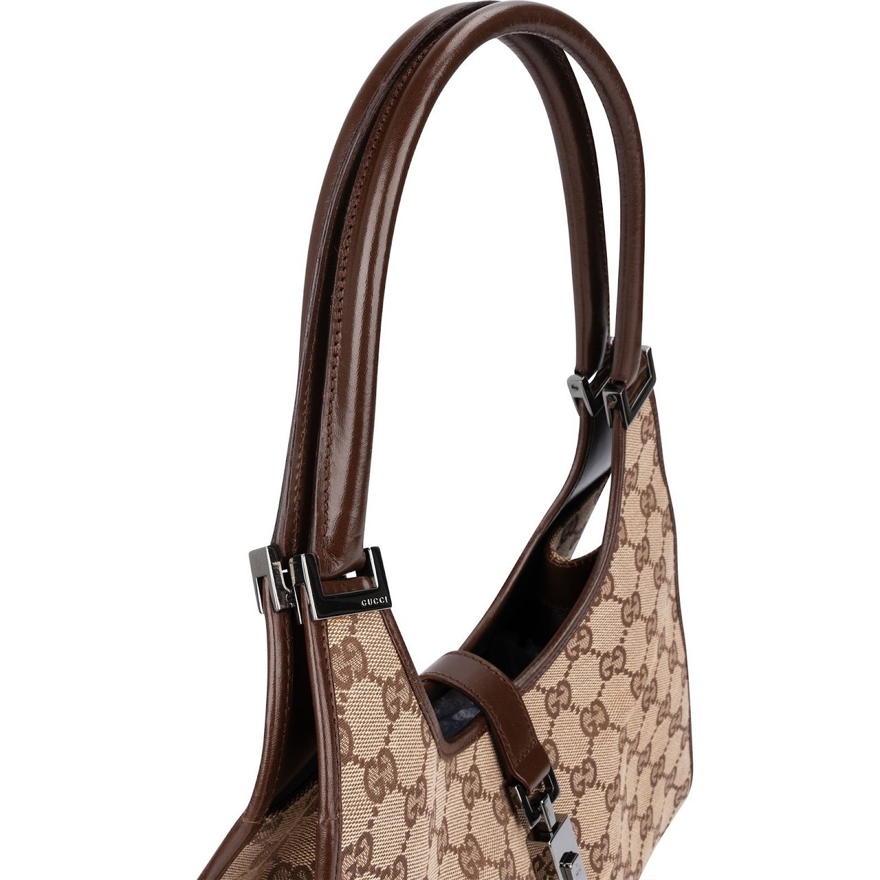 Gucci Monogram GG Canvas Jackie Hobo Shoulder Bag Beige