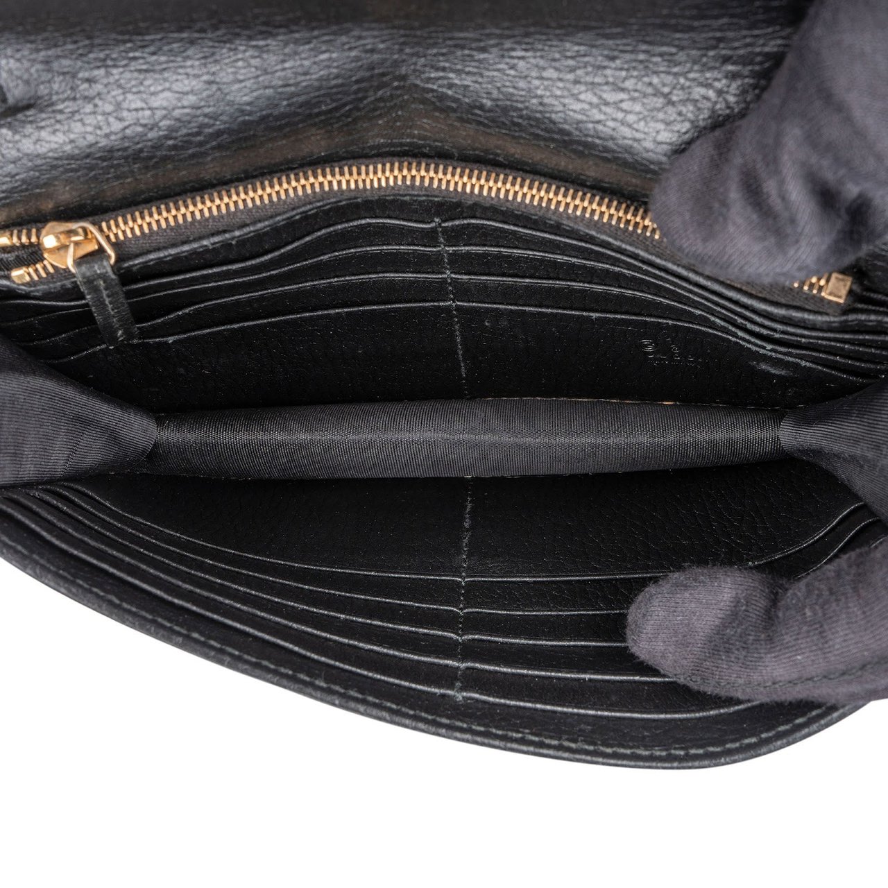 Gucci Leather Interlocking GG Wallet On Chain Crossbody Bag Zwart