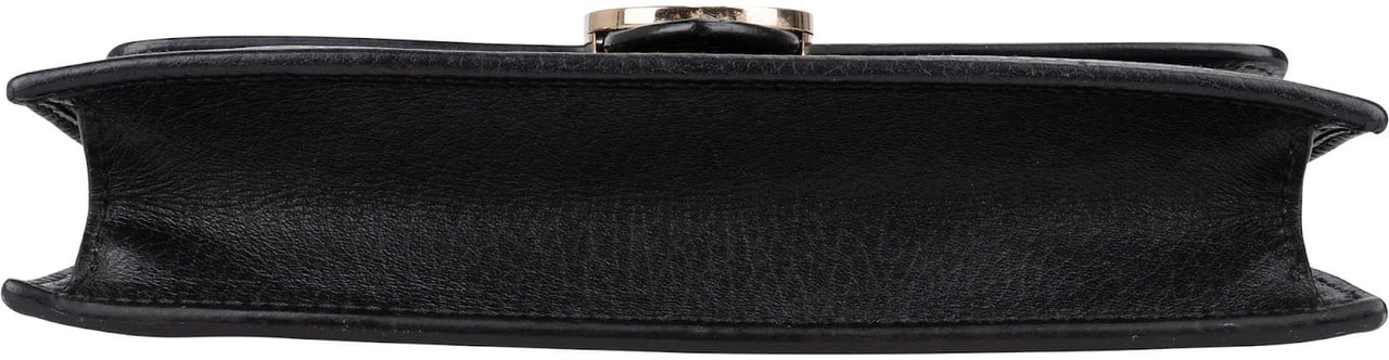 Gucci Leather Interlocking GG Wallet On Chain Crossbody Bag Zwart
