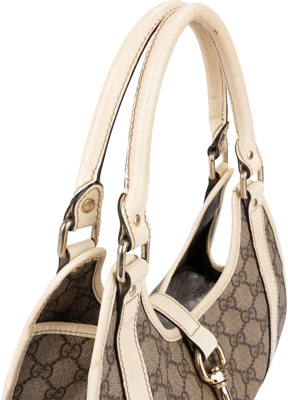 Gucci Supreme Monogram GG Canvas New Jackie Shoulder Bag Beige