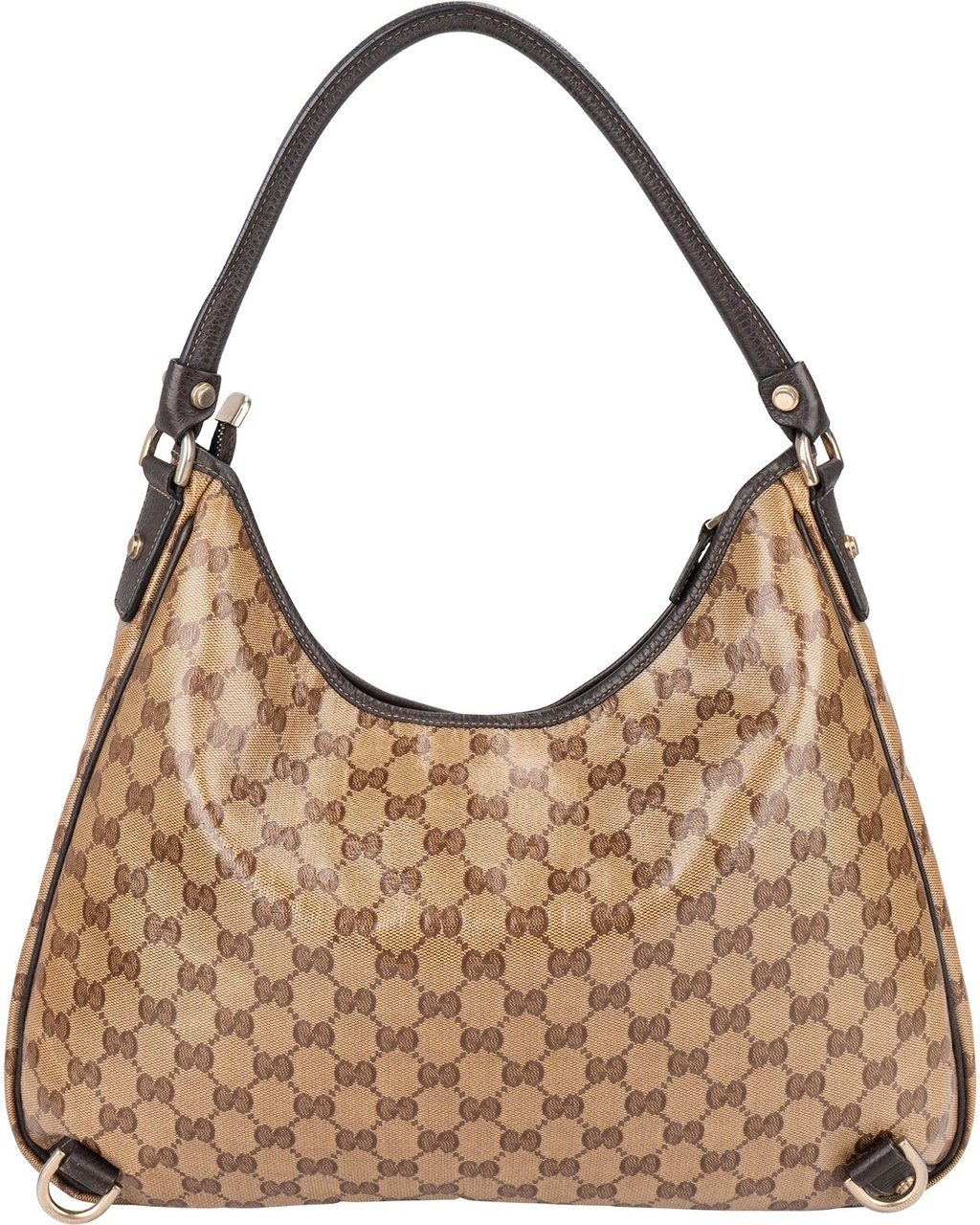 Gucci Monogram Crystal GG Abbey D-Ring Hobo Shoulder Bag Beige