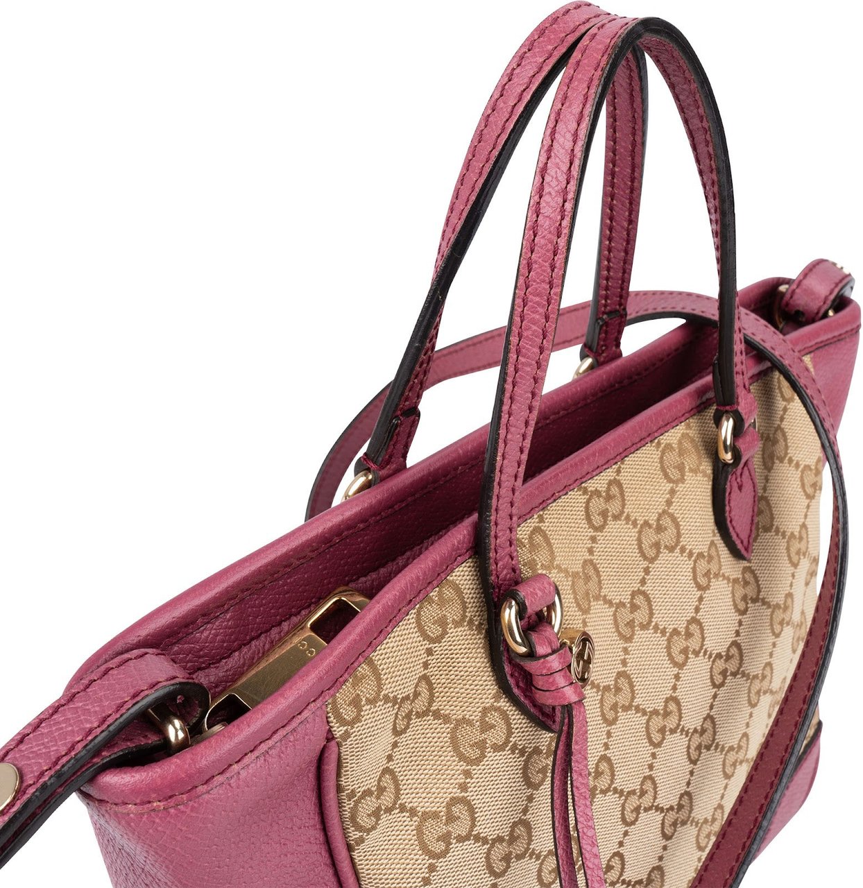 Gucci Monogram GG Canvas Bree Small Tote Crossbody Handbag Beige