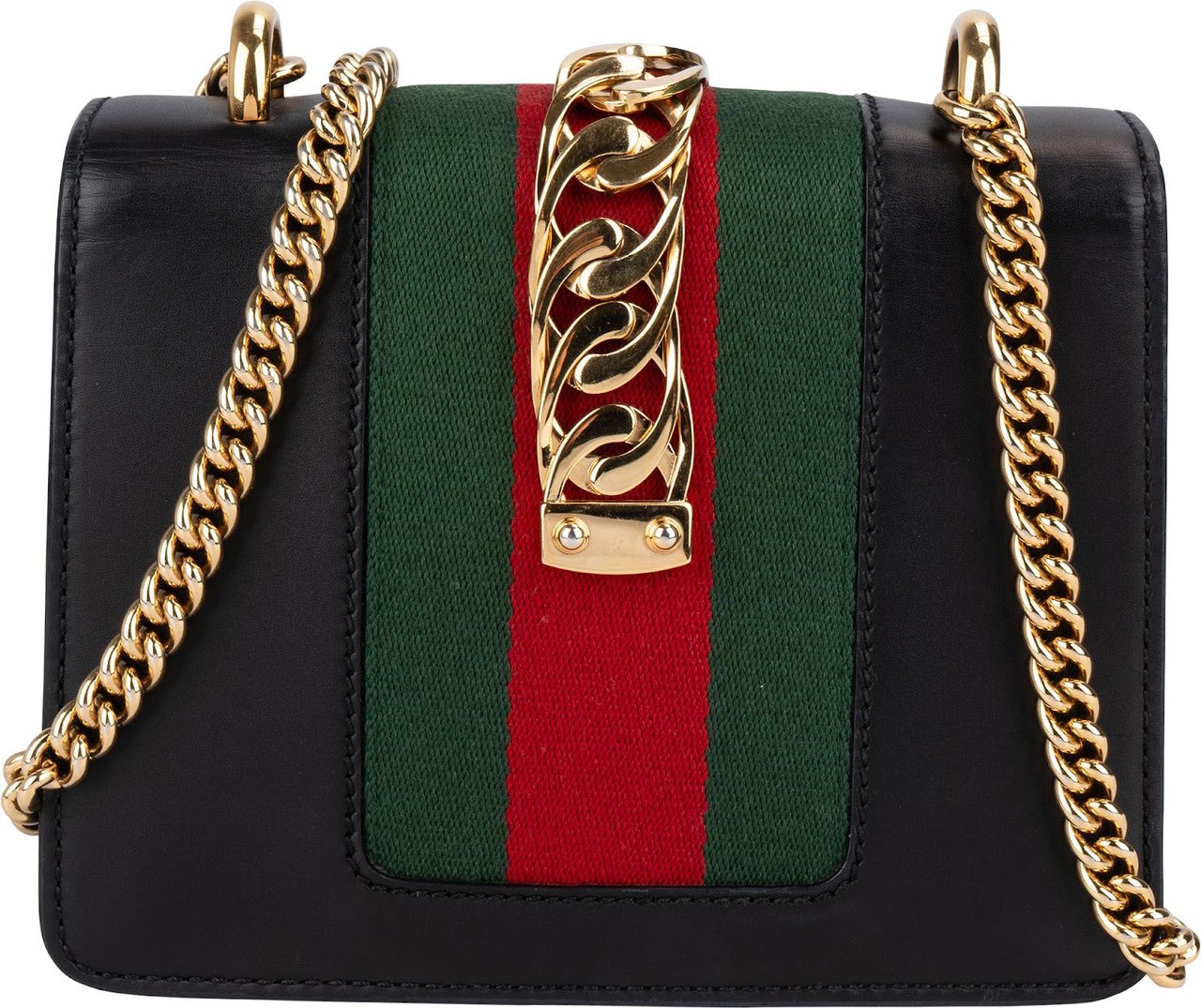 Gucci Black Leather Small Sylvie Crossbody Bag Zwart