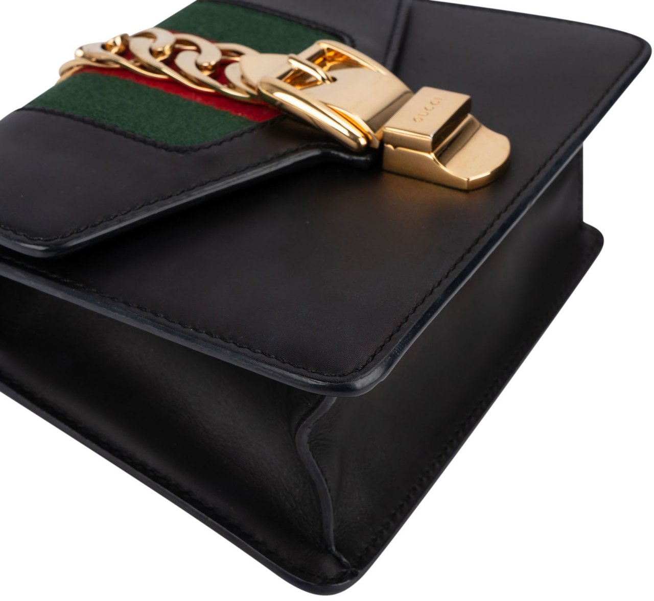 Gucci Black Leather Small Sylvie Crossbody Bag Zwart