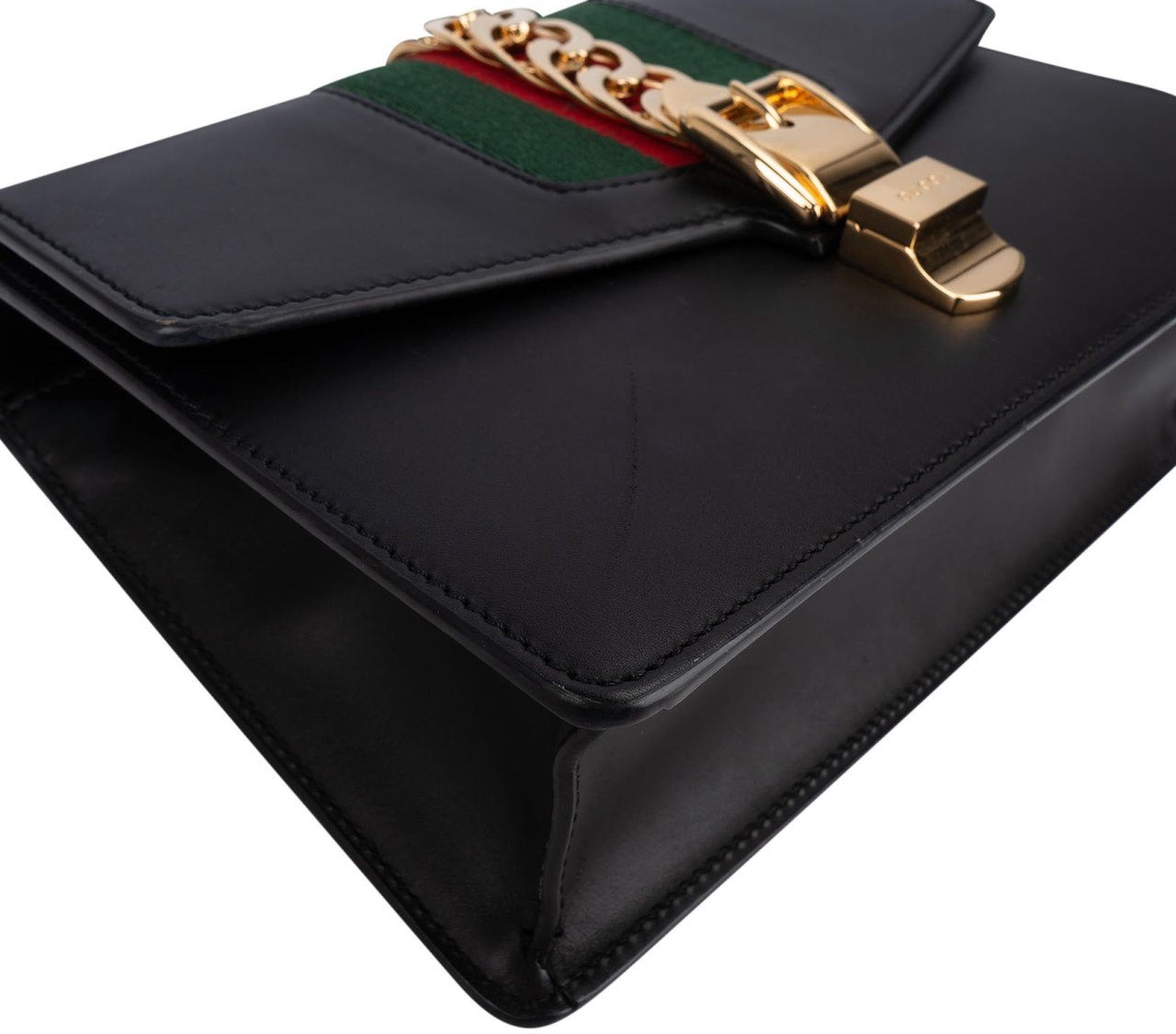 Gucci Black Leather Medium Sylvie Shoulder Bag Zwart