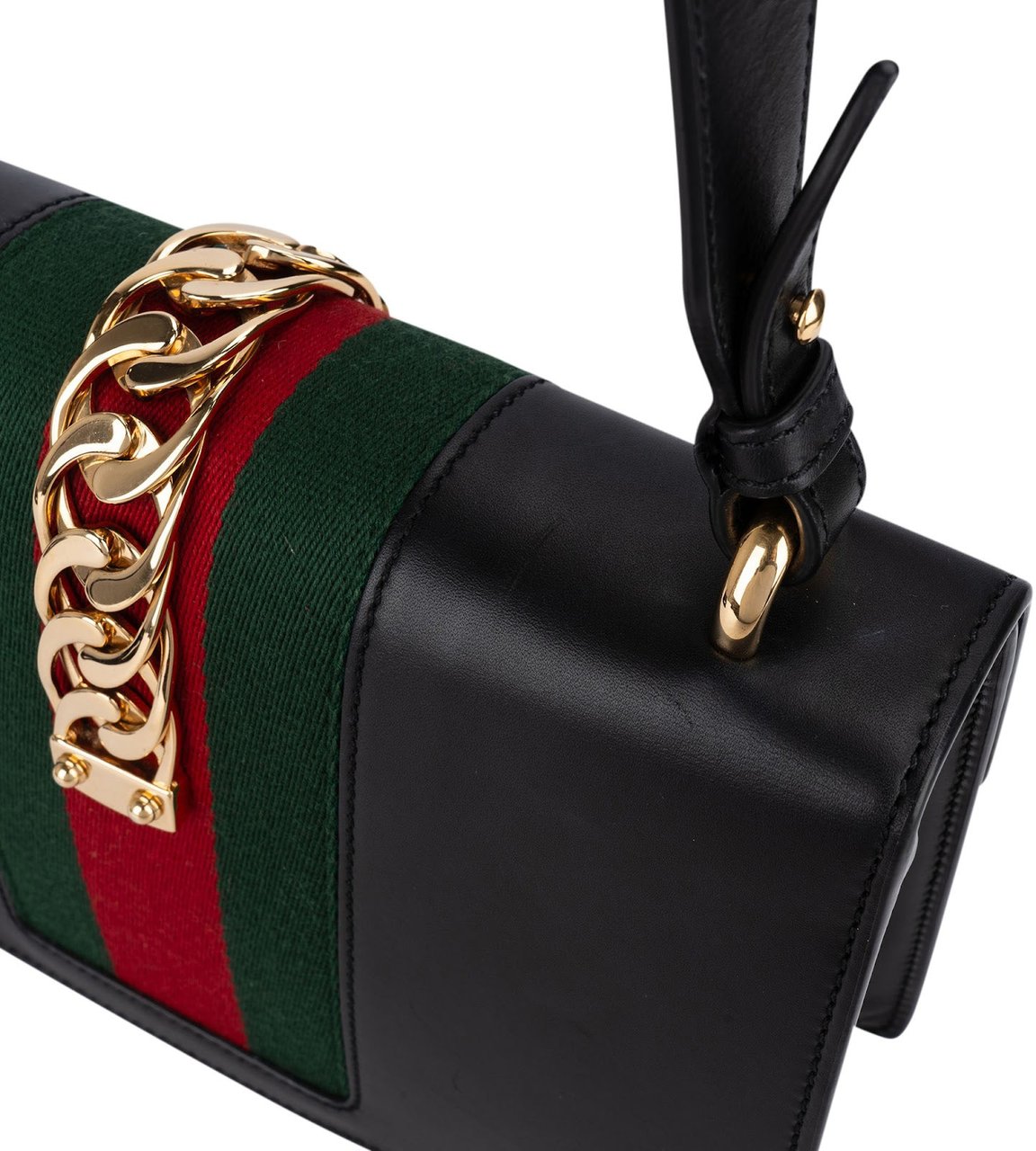 Gucci Black Leather Medium Sylvie Shoulder Bag Zwart