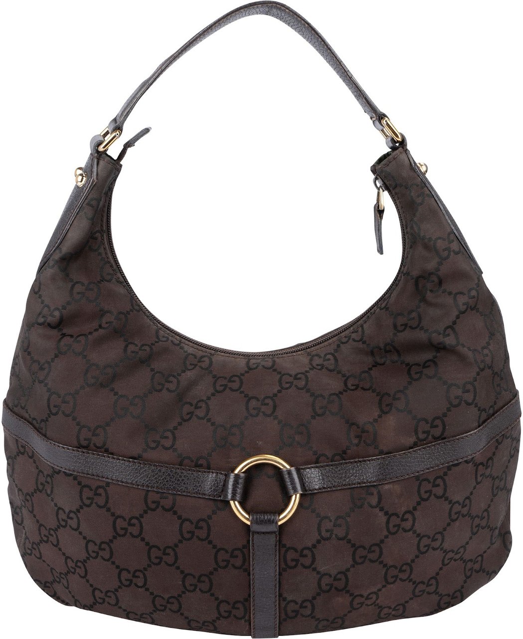 Gucci Monogram GG Canvas Interlocking G Hobo Shoulder Bag Bruin