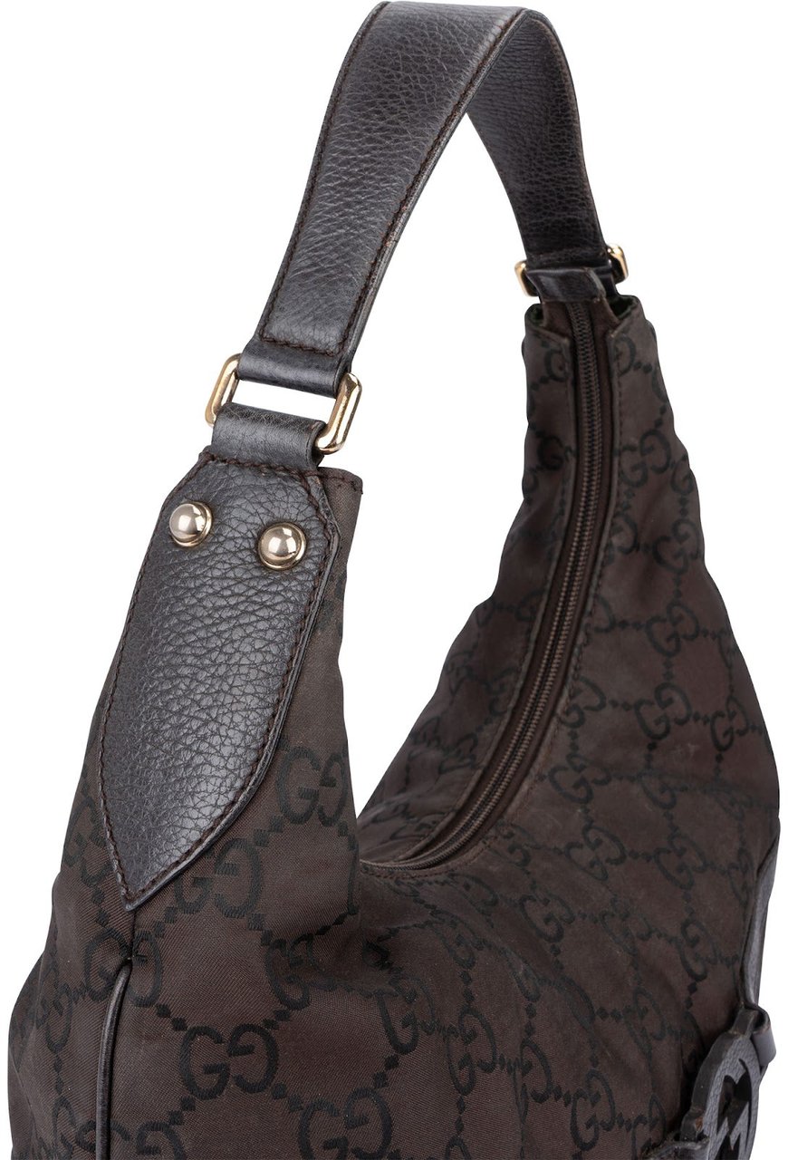Gucci Monogram GG Canvas Interlocking G Hobo Shoulder Bag Bruin