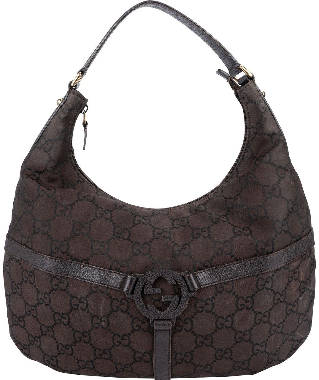 Gucci Monogram GG Canvas Interlocking G Hobo Shoulder Bag Bruin