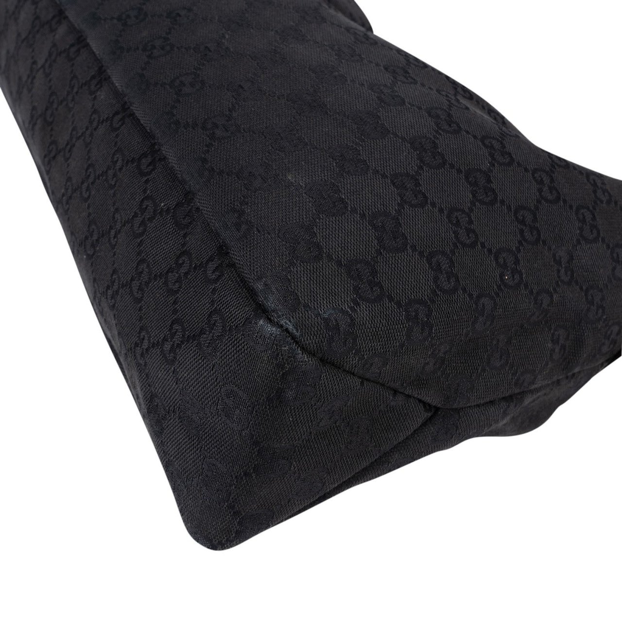 Gucci Monogram GG Canvas Horsebit Hobo Shoulder Bag Zwart