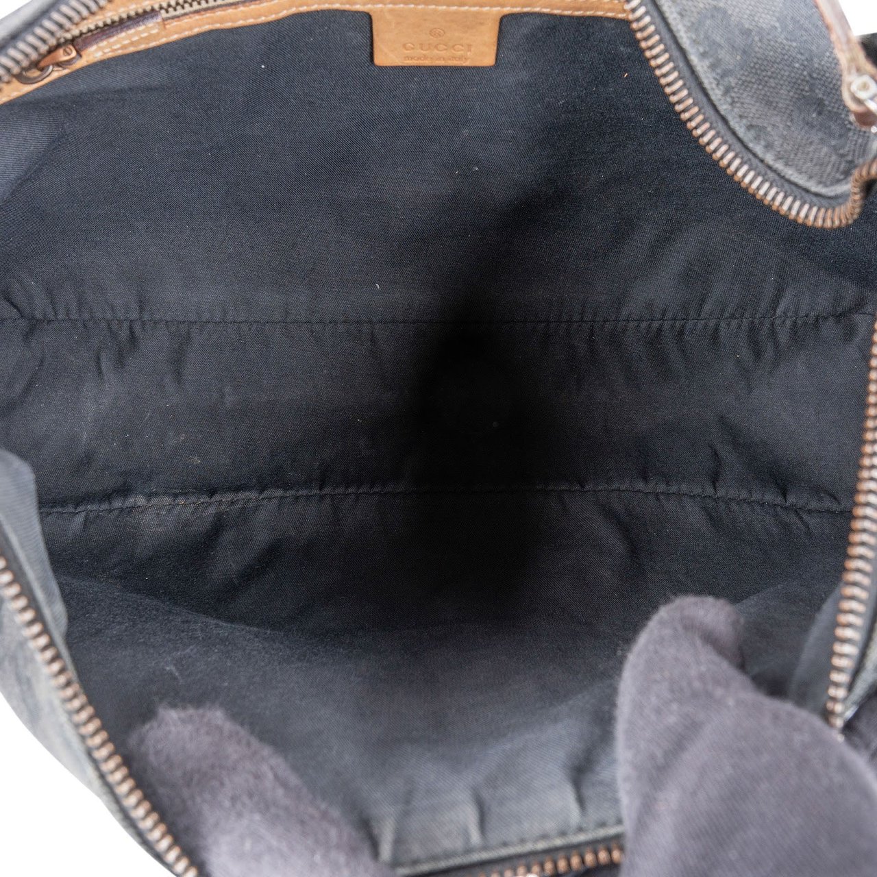 Gucci Monogram GG Canvas Horsebit Hobo Shoulder Bag Zwart