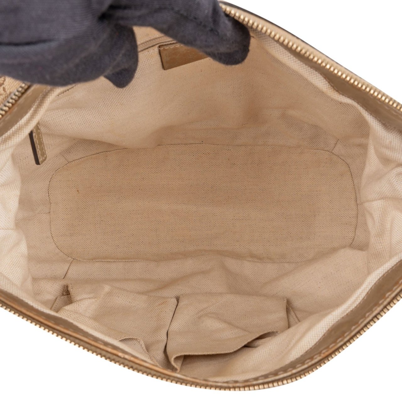 Gucci Monogram GG Canvas Sukey Satchel Handbag Beige