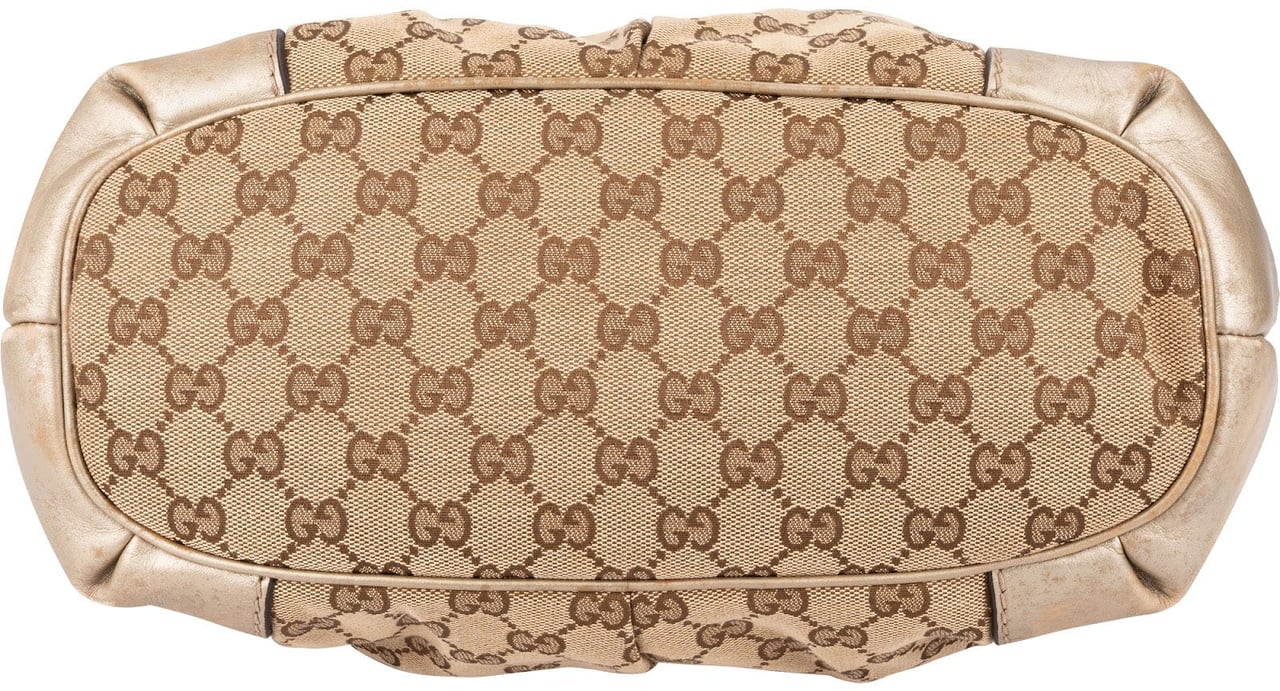 Gucci Monogram GG Canvas Sukey Satchel Handbag Beige