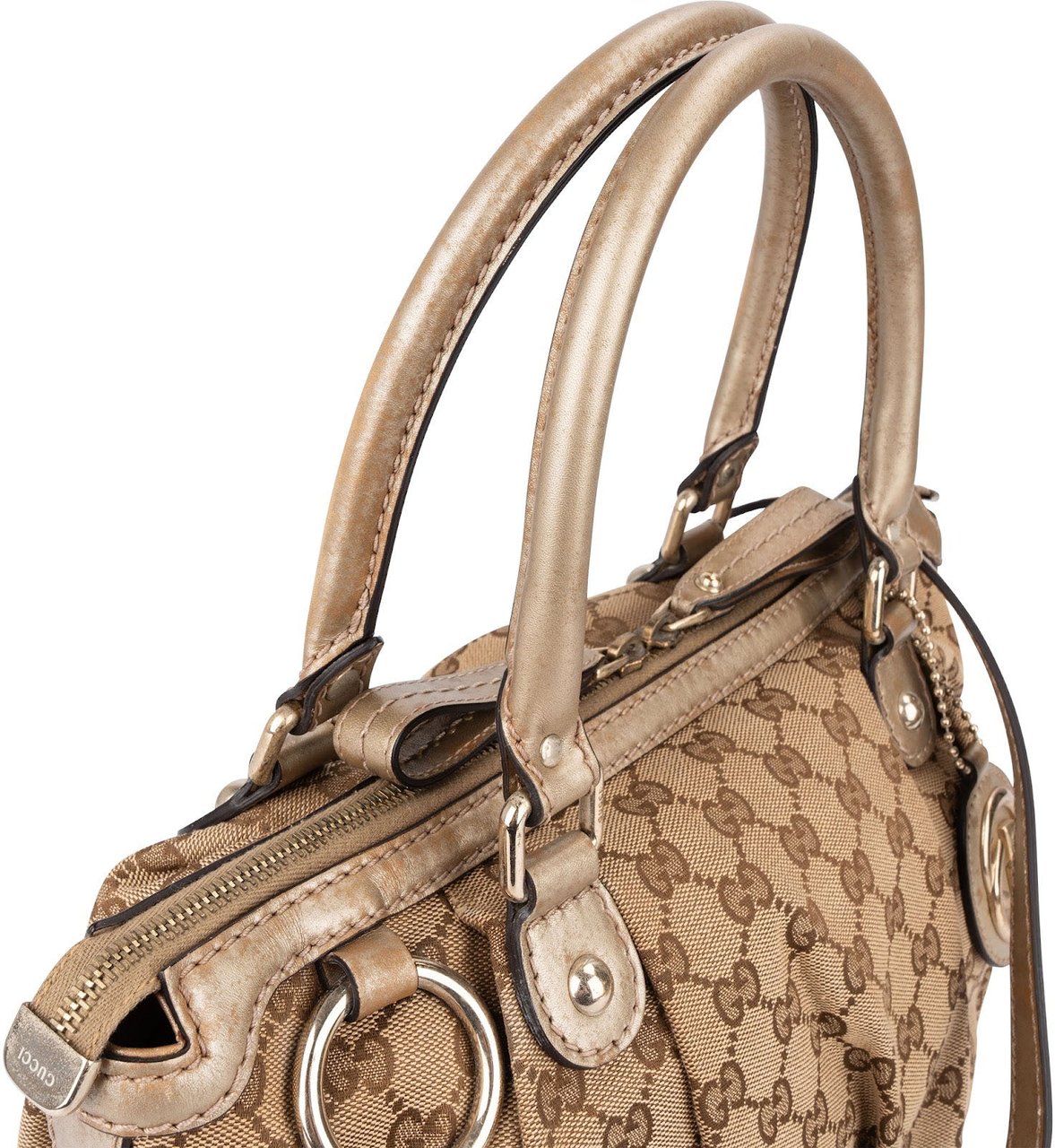 Gucci Monogram GG Canvas Sukey Satchel Handbag Beige