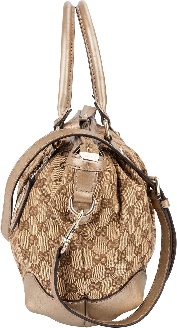 Gucci Monogram GG Canvas Sukey Satchel Handbag Beige