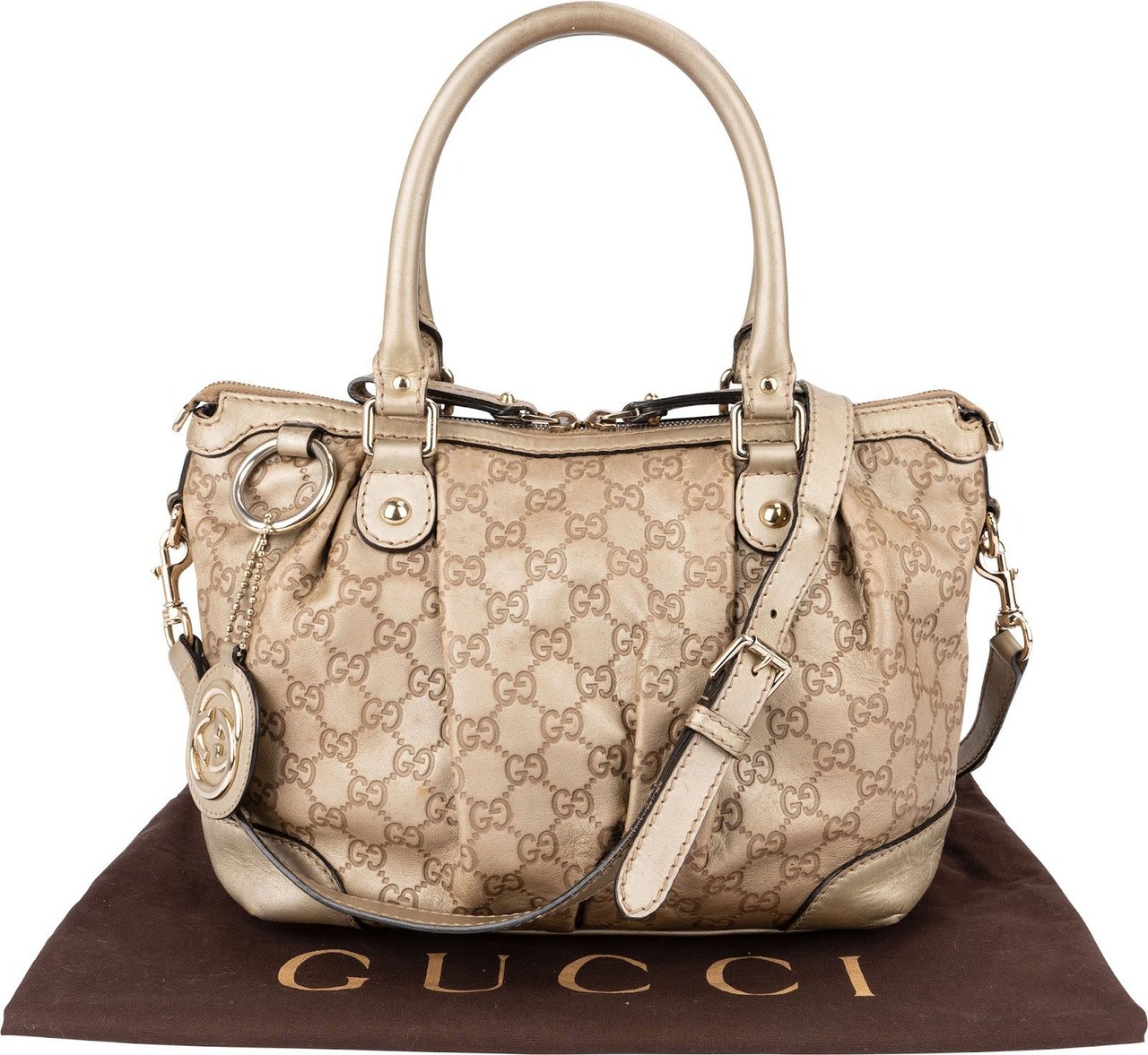 Gucci Gold Guccissima Leather Sukey Handbag Goud