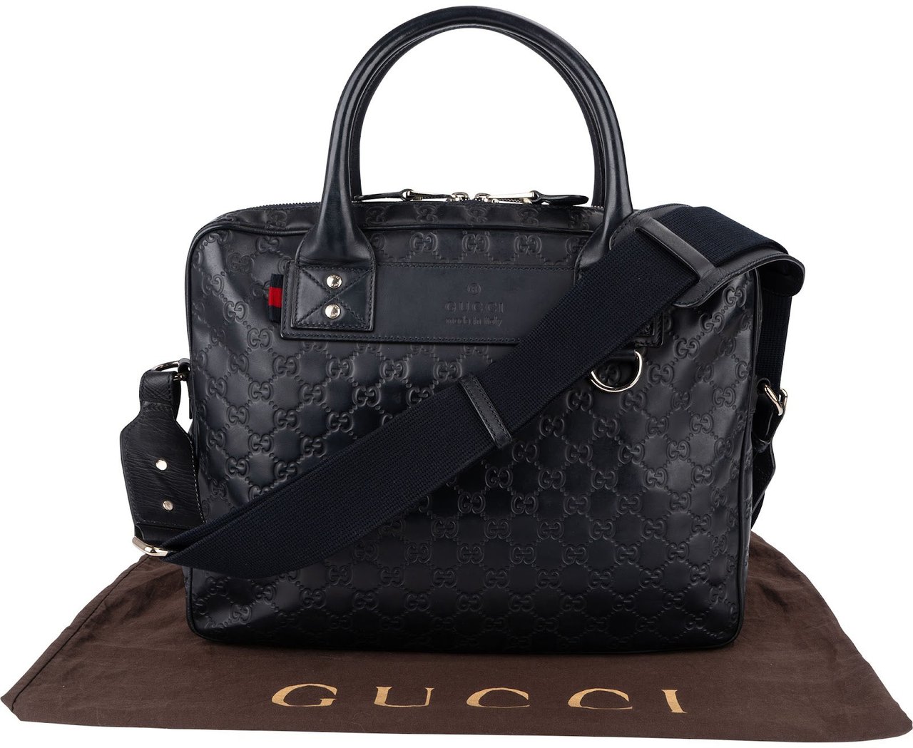 Gucci Guccissima Leather Business Handbag Blauw