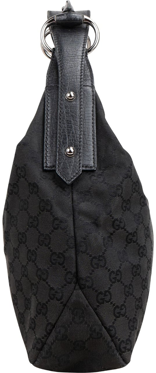 Gucci Monogram GG Canvas Horse Bit Hobo Handbag Zwart