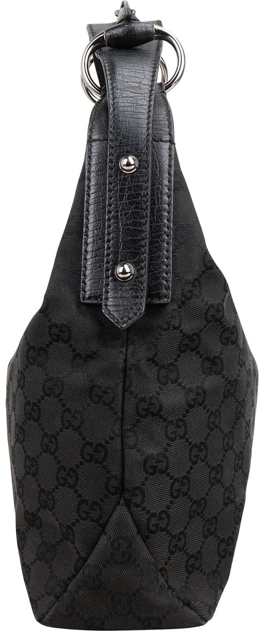 Gucci Monogram GG Canvas Horse Bit Hobo Handbag Zwart