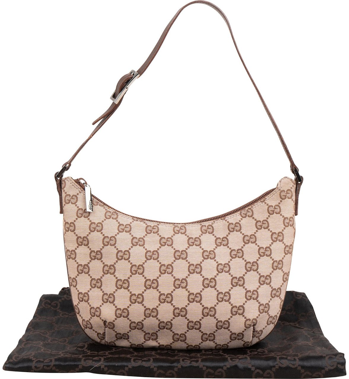 Gucci Monogram GG Canvas Small Shoulder Bag Beige