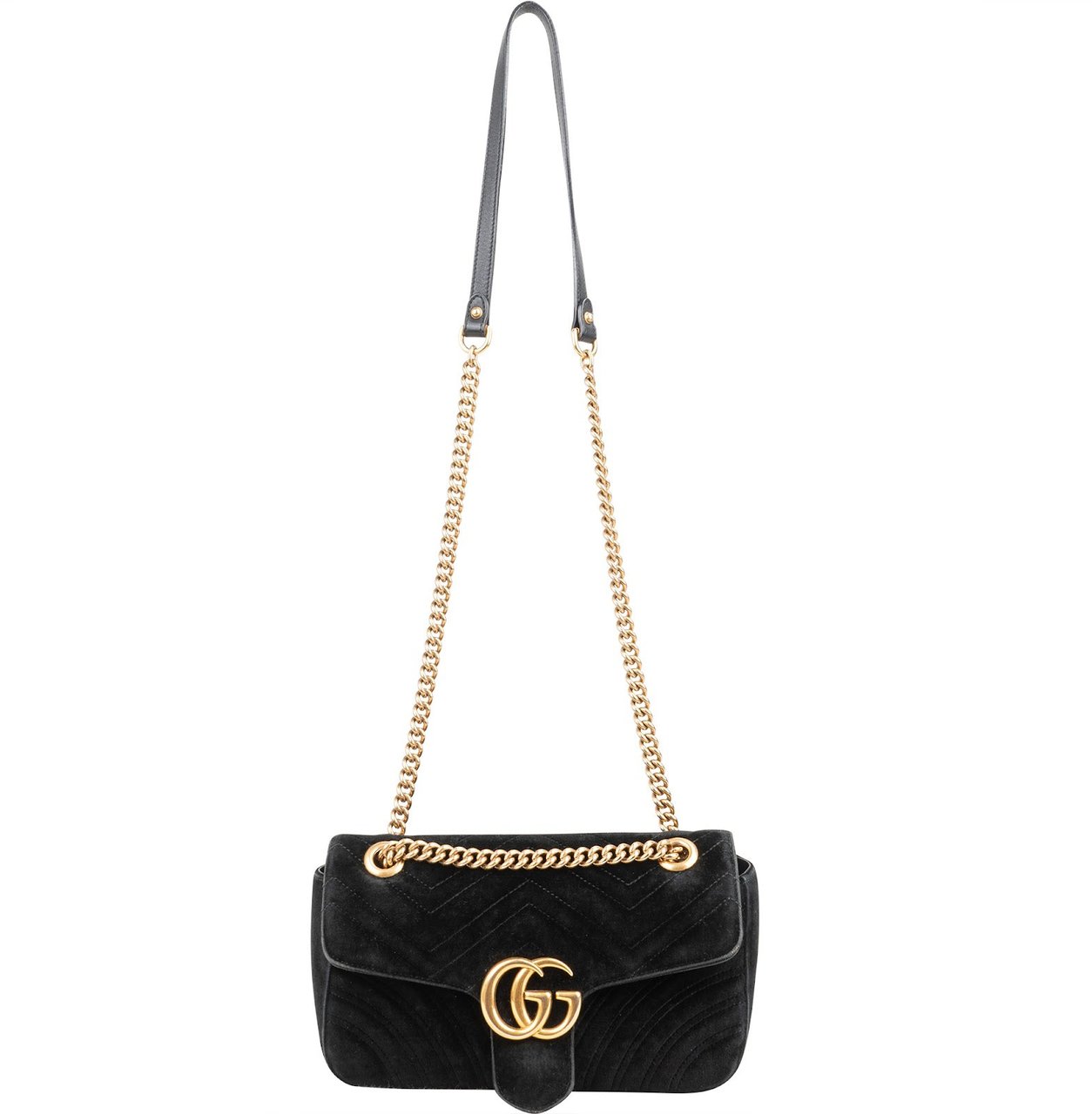 Gucci Matelassé Velvet GG Marmont Crossbody Bag Zwart