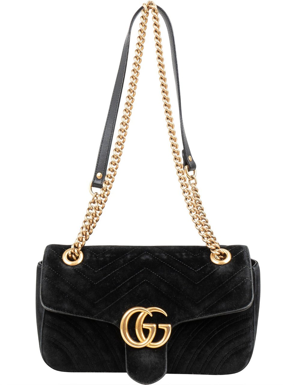 Gucci Matelassé Velvet GG Marmont Crossbody Bag Zwart