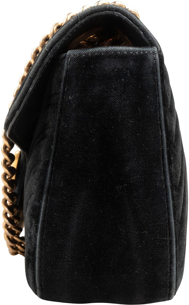 Gucci Matelassé Velvet GG Marmont Crossbody Bag Zwart