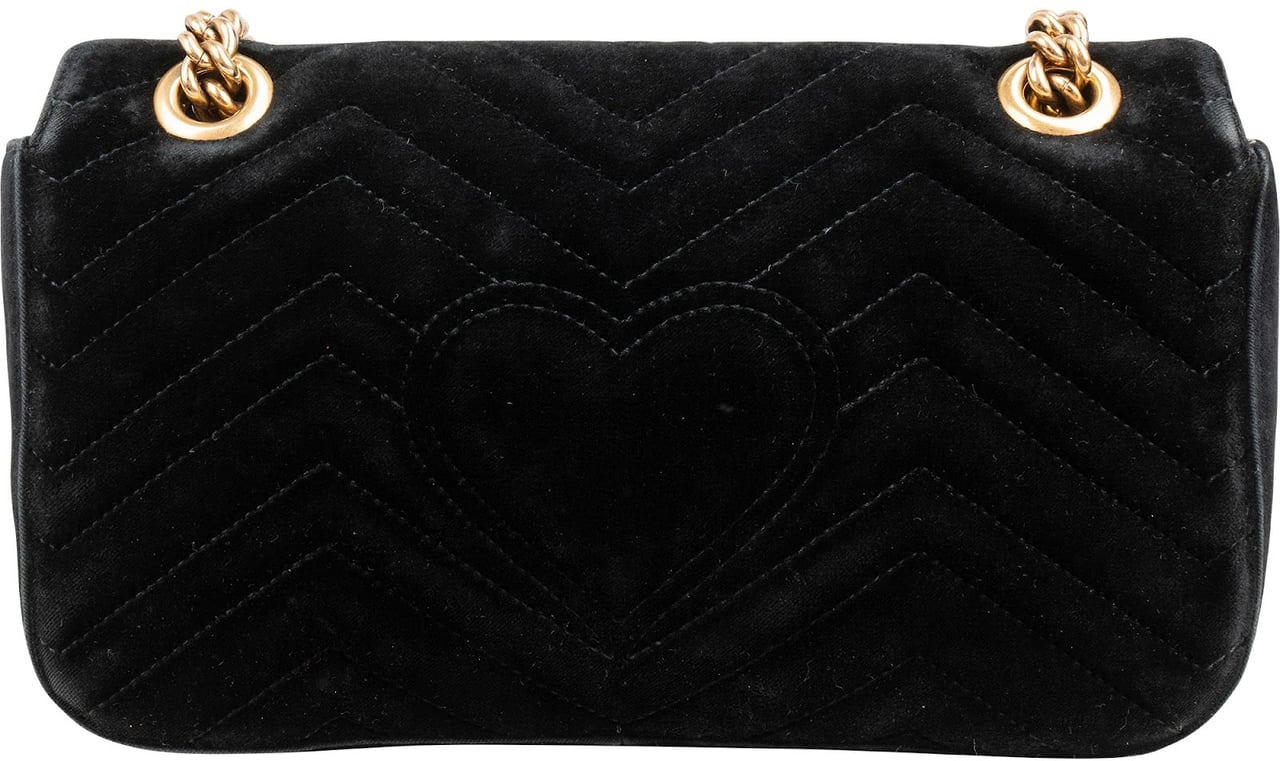 Gucci Matelassé Velvet GG Marmont Crossbody Bag Zwart